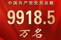 中国共产党党内统计公报：党员总数为9918.5万名
